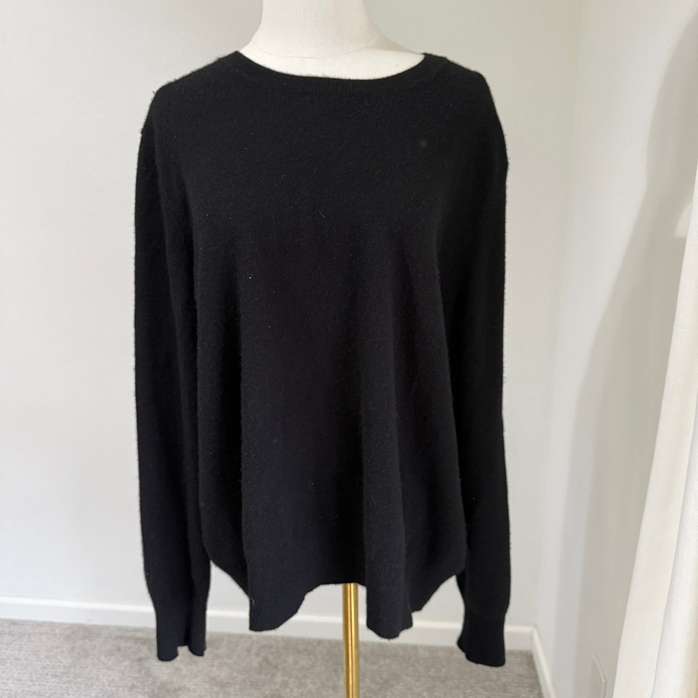 Autograph M&S Black‎ 100% Cashmere Crew Neck Sweater XL/XXL Staple Minimal Chic